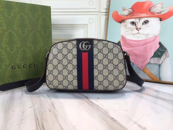 Ophidia Double G shoulder bag- Black/White