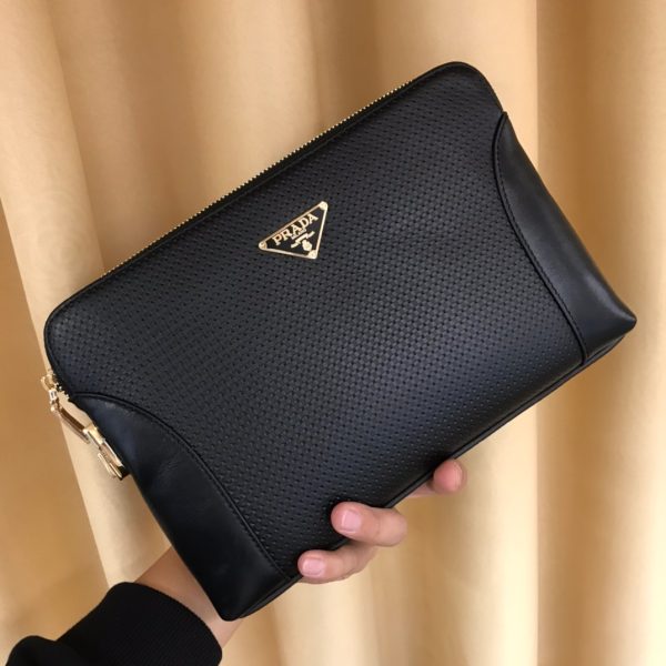 Saffiano Leather Pouch Black