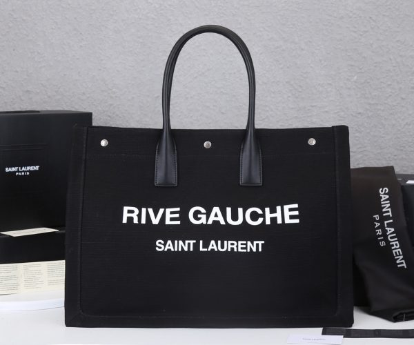 Rive Gauche Tote Bag In Linen And Leather