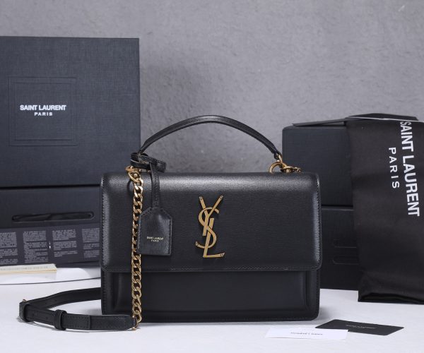 Sunset Medium Top Handle Bag- Black/Beige