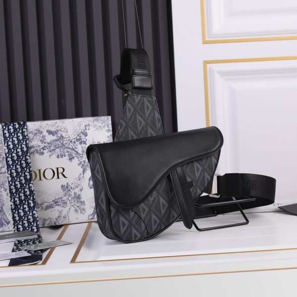 CD Diamond Canvas Saddle Bag- Black/White