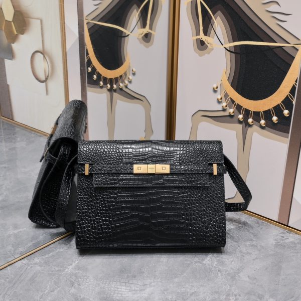 MANHATTAN SHOULDER BAG-EMBOSSED SHINY LEATHER