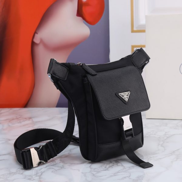 Re-Nylon and Saffiano leather shoulder bag
