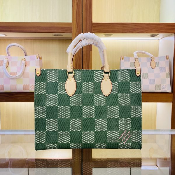 Damier Giant Canvas OnTheGo MM Tote Green