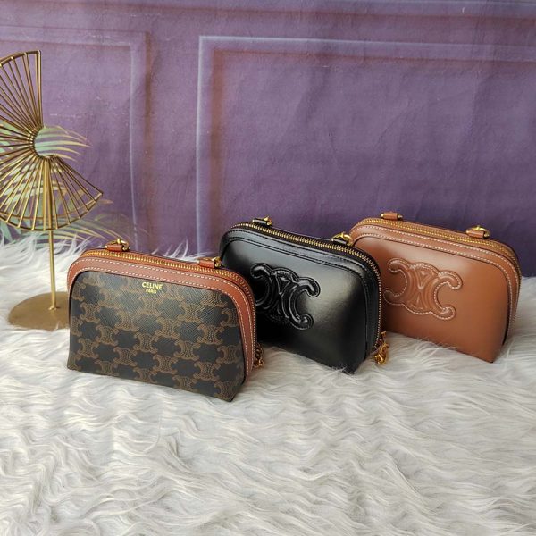Clutch With Chain In Triomphe Canvas And Lambskin