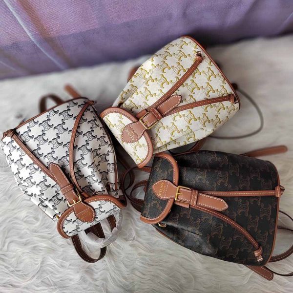 Mini Backpack Folco In Triomphe Canvas And Calfskin