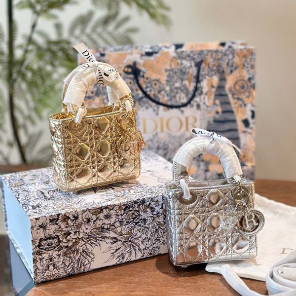 Lady Dior Micro Bag- Gold/Silver