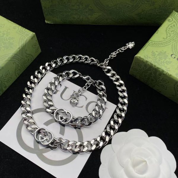 GG Interlocking Chain Necklace Bracelet set