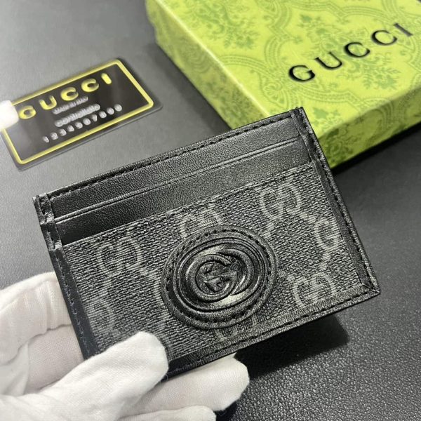 Card case with Interlocking G- Black/Brown