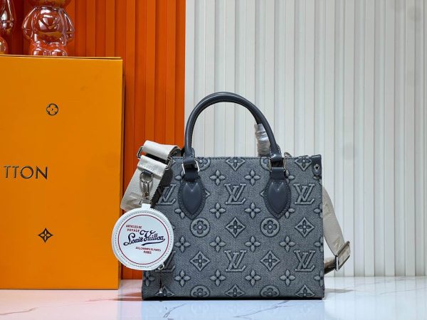 Denim jacquard Onthego PM Handbag