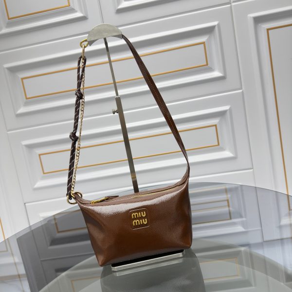 Leather Small hobo bag brown