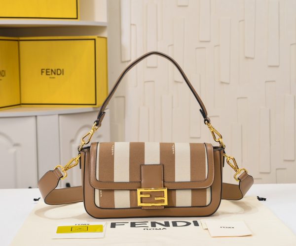 Baguette Beige Pequin striped fabric bag