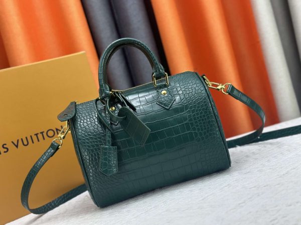 Crocodile Leather Speedy 25 Satchel Bag Green