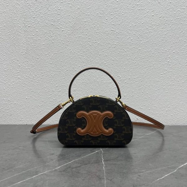 Half Moon Case In Triomphe Canvas And Calfskin