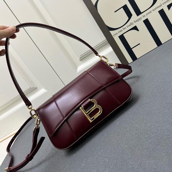 Hourglass Sling Bag Small-gold hardware winered