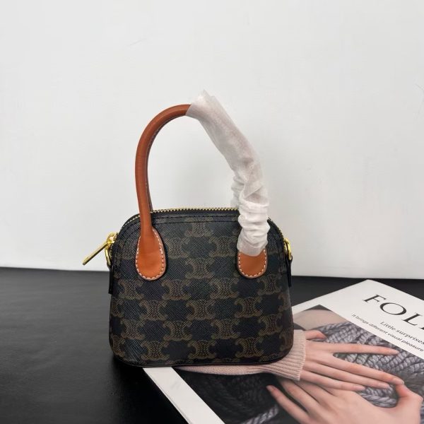 Mini Honorine Bag In Triomphe Canvas And Calfskin brown