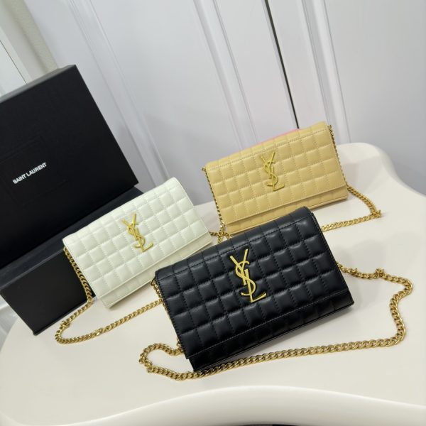 Cassandre YSL Wallet on Chain in Quilted Smooth Leather