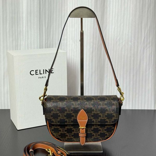Folco Shoulder Bag In Triomphe Canvas And Calfskin