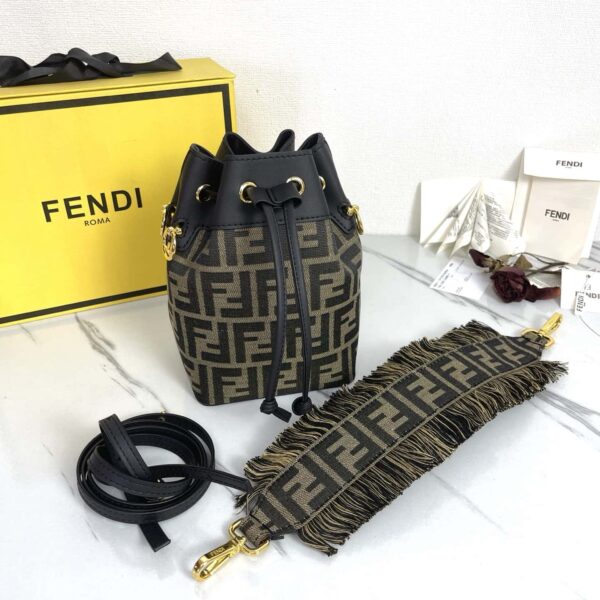 Mon Tresor FF jacquard fabric bag brown
