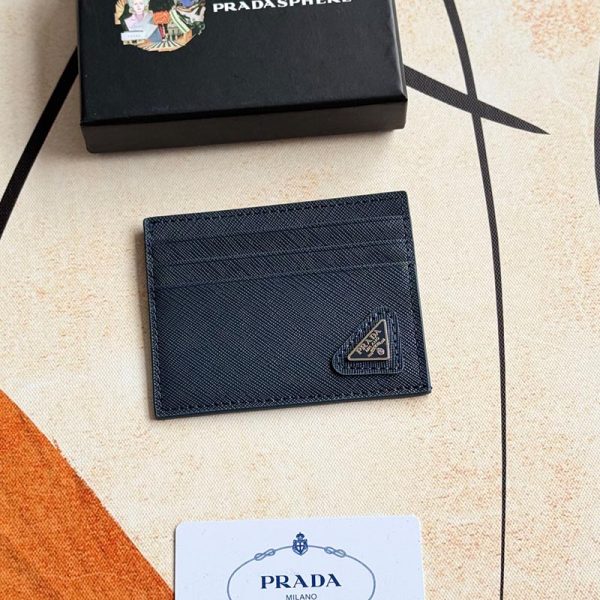 Saffiano leather card holder dark blue