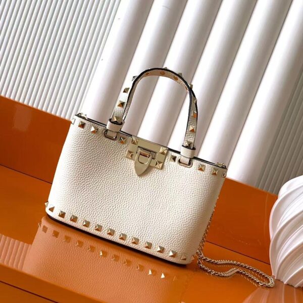 Mini Rockstud Shopping Bag white
