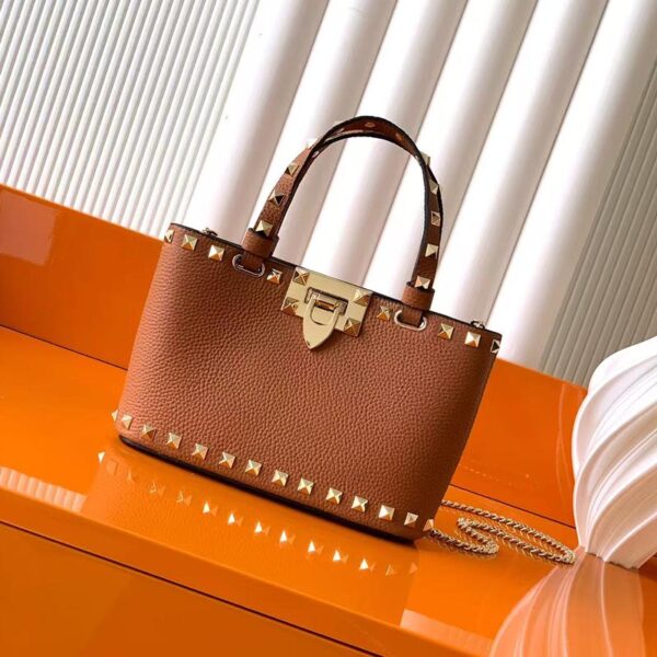 Mini Rockstud Shopping Bag brown