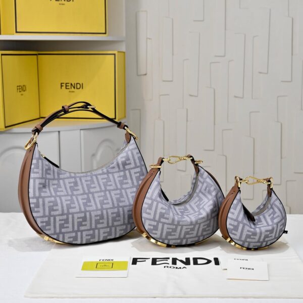 Fendigraphy Nano/Mini/Small Blue denim-effect FF jacquard bag