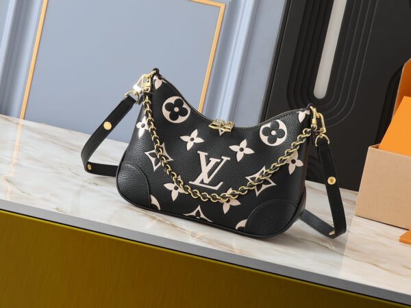 Boulogne PM Bicolor Monogram Empreinte Leather black