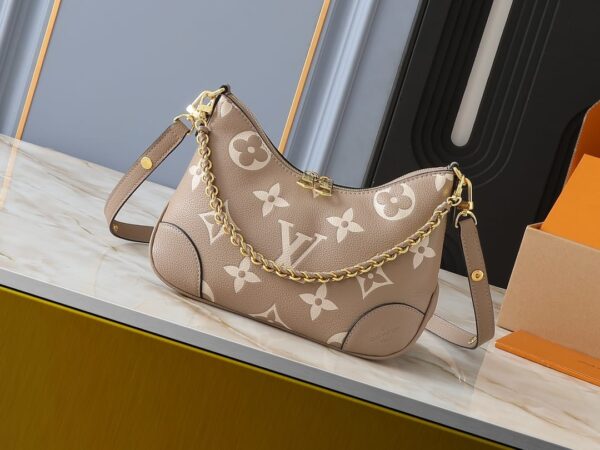 Boulogne PM Bicolor Monogram Empreinte Leather beige