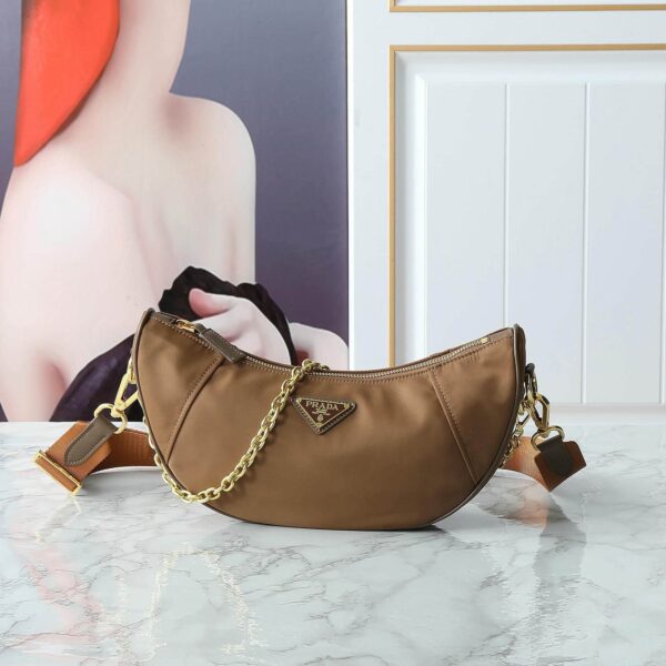 Demi-lune Re-Nylon shoulder bag brown