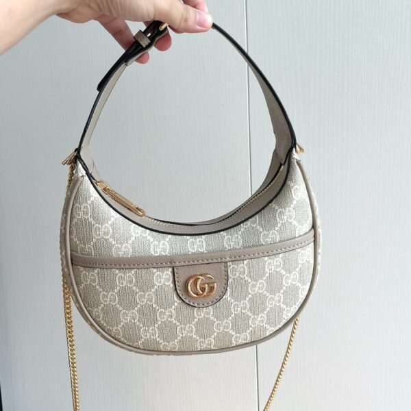 Half-moon-shaped mini bag with GG light-gray