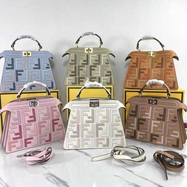 Peekaboo ISeeU Small Multicolor leather bag with FF interlacing