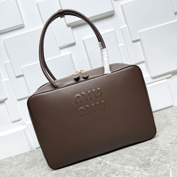 MiuMiu Leather Beau bag coffee