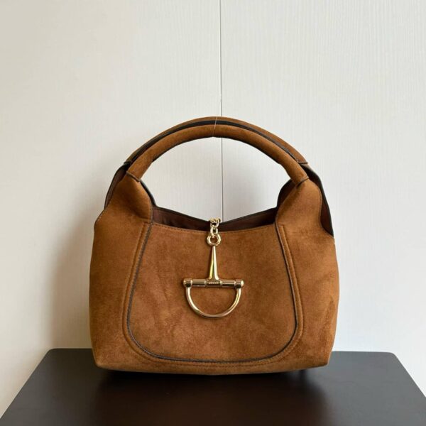 Gucci Softbit medium top handle bag suede brown