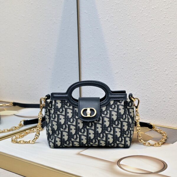 Dior Jolie Blue Oblique Jacquard Top Handle Mini Bag