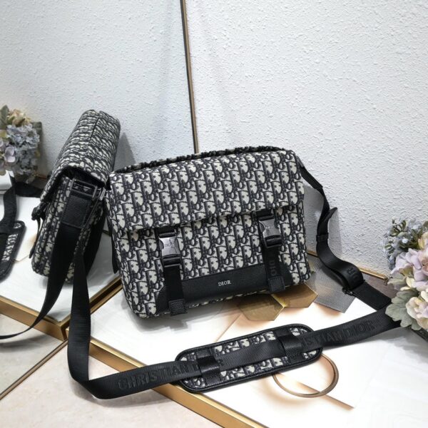 Dior Hit the Road Messenger Bag with Flap Beige and Black Dior Oblique Jacquard