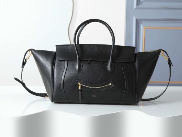 Large New Luggage In Supple Shiny Lambskin Black