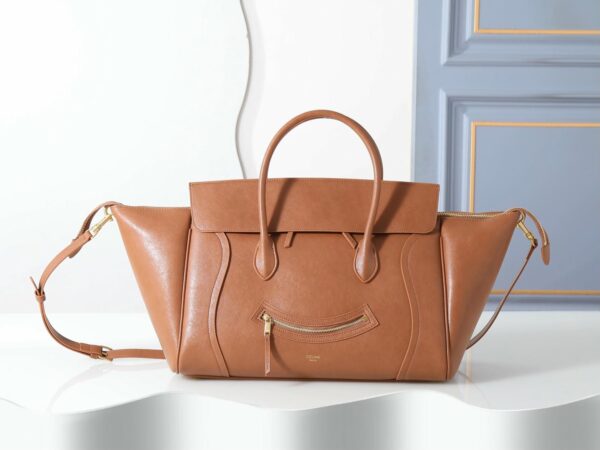 Large New Luggage In Supple Shiny Lambskin Brown