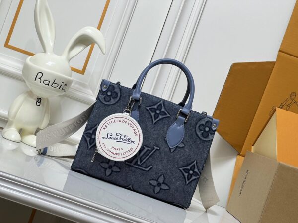 Denim Relievo Monogram Onthego PM Navy
