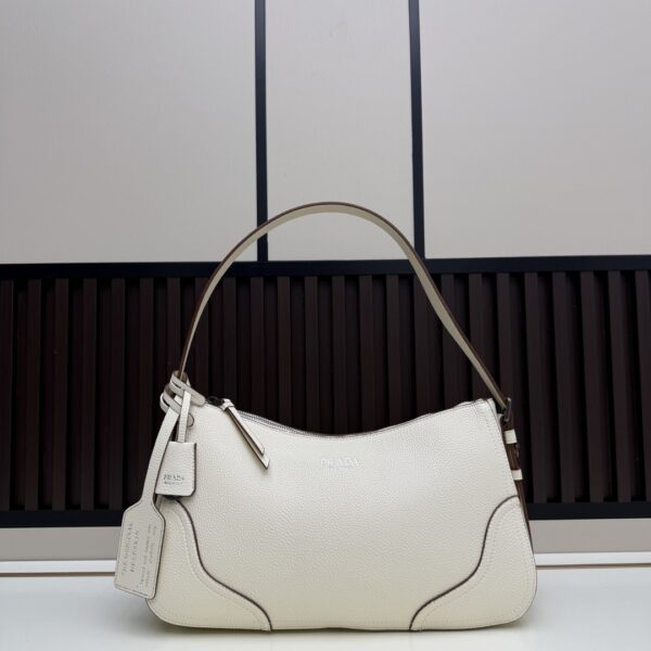 Prada Aimèe large leather shoulder bag white