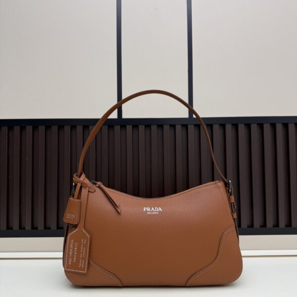 Prada Aimèe large leather shoulder bag brown