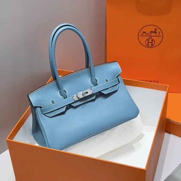 AAA-Shoulder Birkin 29 Evercolor Silver Hardware with box blue