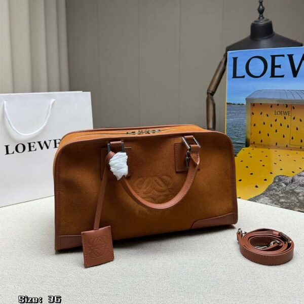 Amazona 36 Brown Suede Handbag with Double Handles
