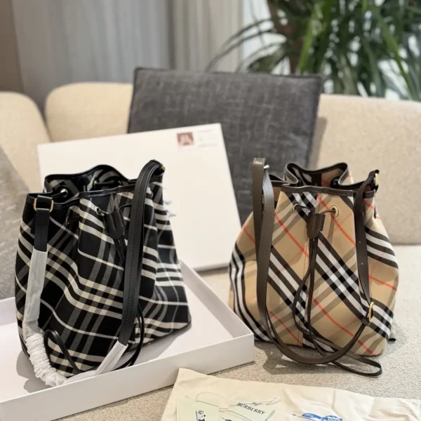 Check Medium Bucket Bag Calico